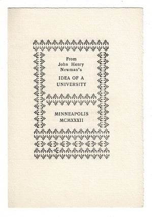 Item #52389 From John Henry Newman's idea of a university. Emerson G. Wulling