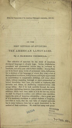 On the best method of studying the American languages [drop title]