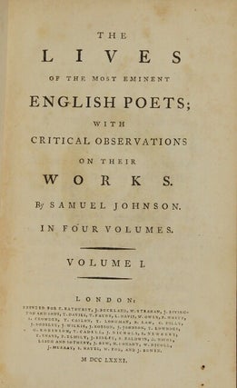 The lives of the most eminent English poets, with critical observations of their work