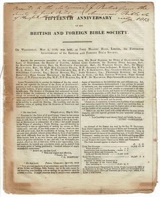 Item #53417 Fifteenth anniversary of the British and Foreign Bible Society