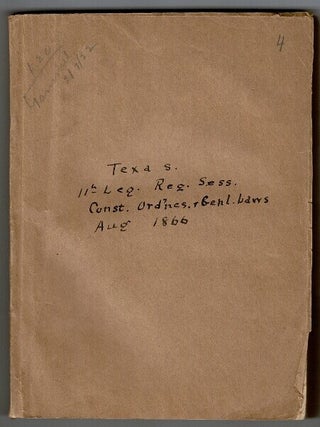 The Constitution, as amended, and ordinances of the convention of 1866, together with the proclamation of the governor declaring the ratification of the amendments ... and the general laws of the regular session of the eleventh legislature of the state of Texas