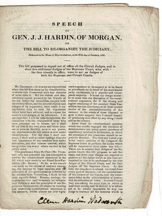 Item #53696 Speech of Gen. J. J. Hardin, of Morgan, on the bill to re-organize the judiciary....