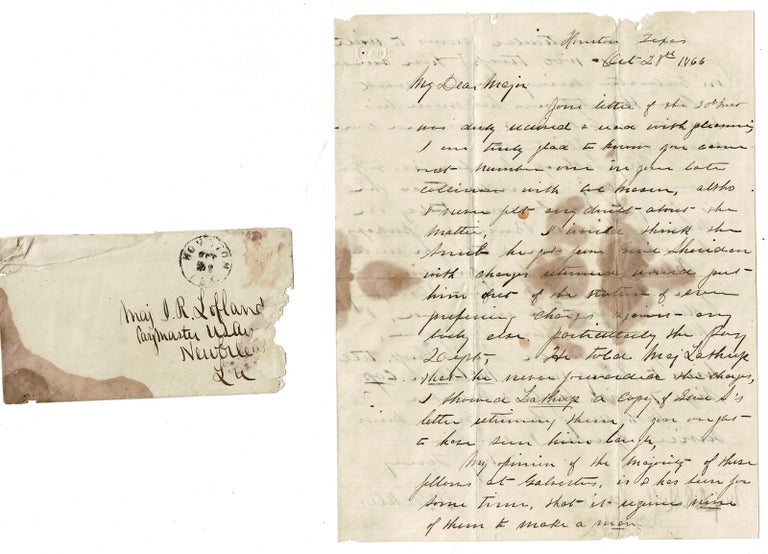Item #53723 3-page autograph letter signed, from J. W. Eckles of Houston, Texas to Major J. R. Lofland concerning a suit against him and the troops at Galveston. Eckles, ohn, esley.