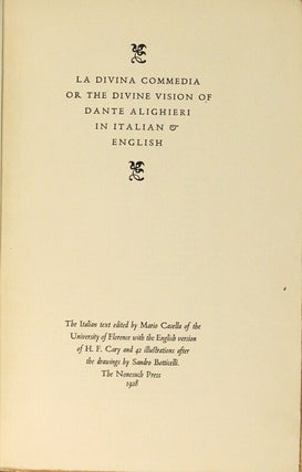 La divina commedia or the divine vision of Dante Alighieri in Italian & English.