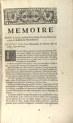 Collection of 36 separate imprints concerning a legal dispute between Armand de Bethune d'Orval and Louis-Pierre-Maximilien, Marquis de Bethune, his uncle