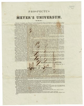 Item #53965 Prospectus of Meyer's Universum. Herrmann J. Meyer