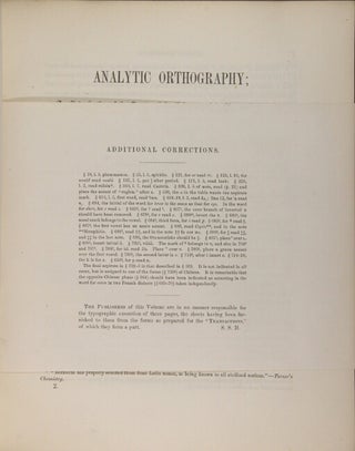 Analytic orthography: an investigation of the sounds of the voice, and their alphabetic notation; including the mechanism of speech, and its bearing upon etymology