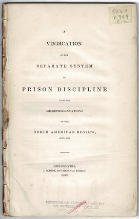 Item #54486 A vindication of the separate system of prison discipline from the misrepresentations...