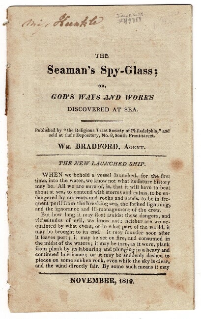 Item #54582 The seaman's spy-glass; or, God's ways and works discovered at sea. Richard Marks.