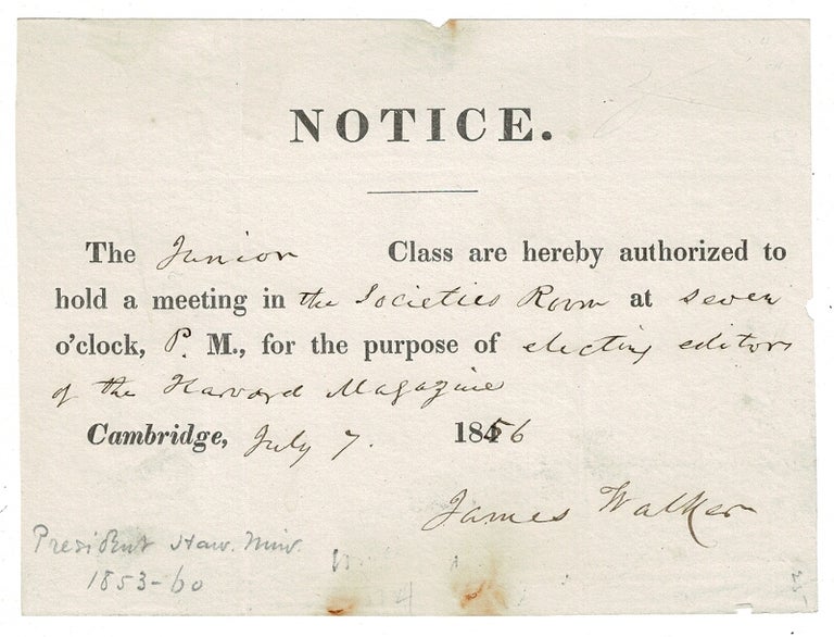 Item #54648 Notice. The junior class are hereby authorized to hold a meeting. James Walker.