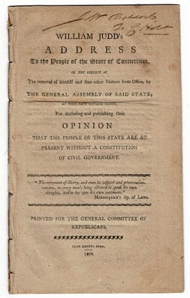 Item #54663 William Judd's address to the people of the state of Connecticut, on the subject of...