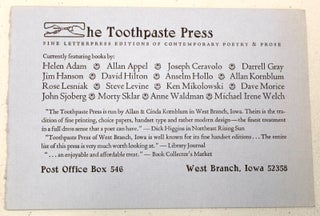 Item #54736 Toothpaste Press title announcement