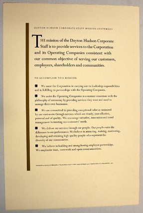 Item #54754 Dayton Hudson corporate staff mission statement. Dayton Hudson Corporation