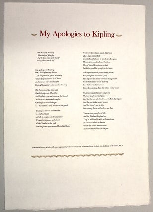 Item #54761 My apologies to Kipling. P. L. P., i e. Paul L. Parker