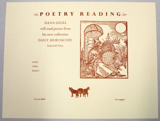 Item #54774 Poetry Reading Announcement. Dana Gioia