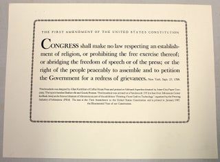 Item #54775 The First Amendment of the United States Constitution