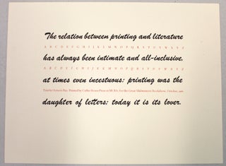 Item #54779 The relation between printing and literature. Octavio Paz