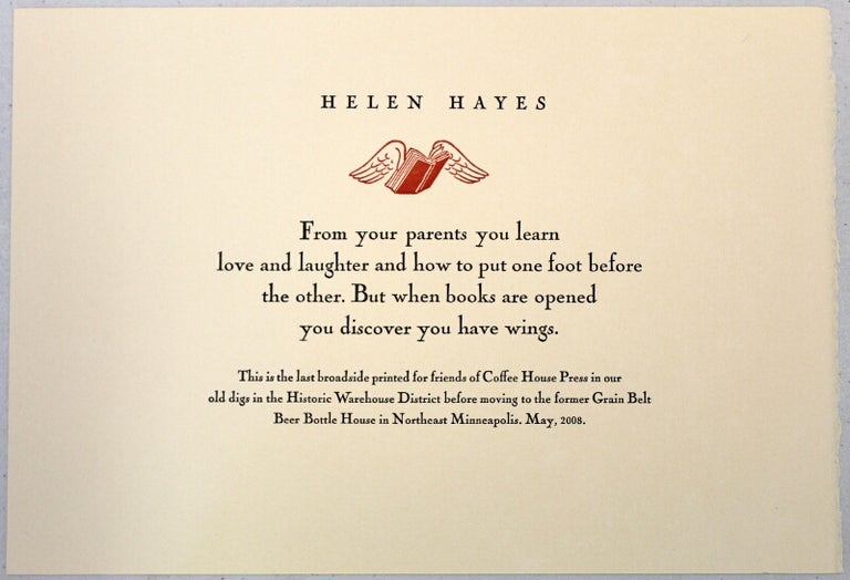 Item #54805 From your parents you learn. Helen Hayes.