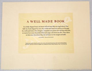 Item #54811 A Well-Made Book. Robert Bringhurst