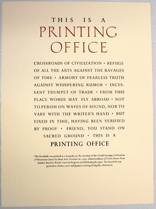 Item #54822 This is a printing office. Beatrice Warde