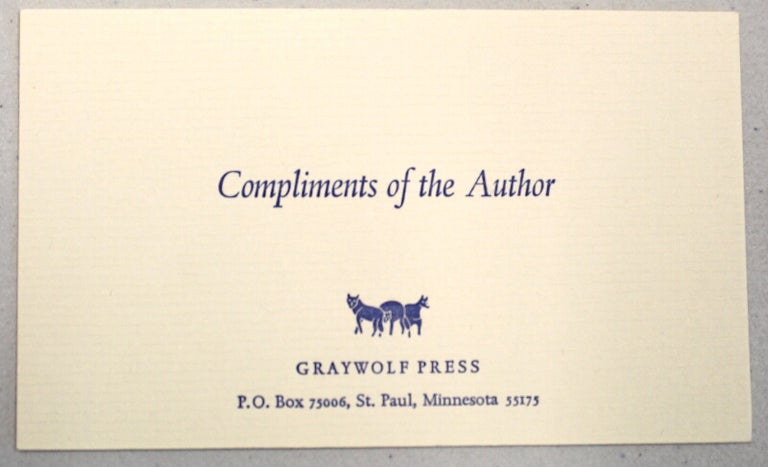 Item #54852 Compliments of Graywolf Press