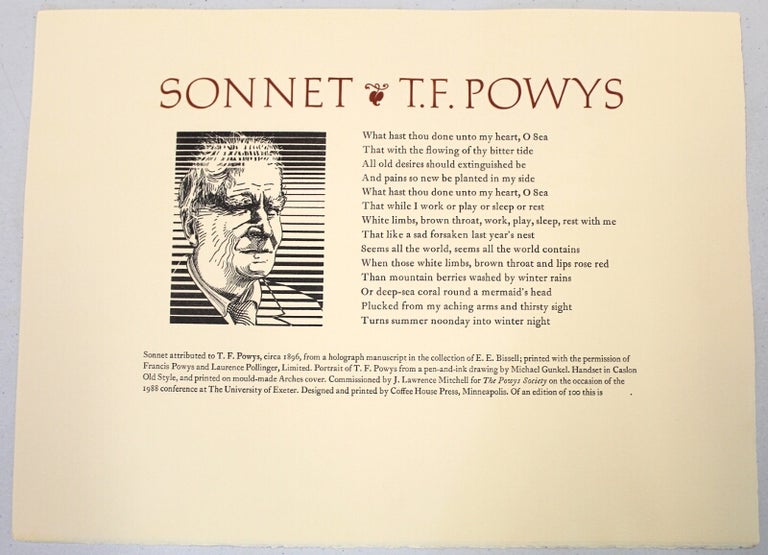 Item #54855 Sonnet. T. F. Powys.