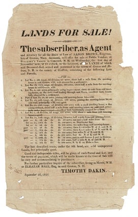 Item #54949 Lands For Sale! The subscriber, as Agent and Attorney for all the Heirs at Law of...