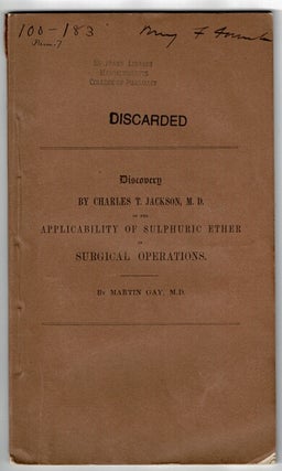 Item #54962 A statement of the claims of Charles T. Jackson, M.D. to the discovery of the...