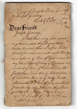 Item #54987 A contemporary copy of Joseph Pike's letter to Joseph Gurney. Joseph Pike