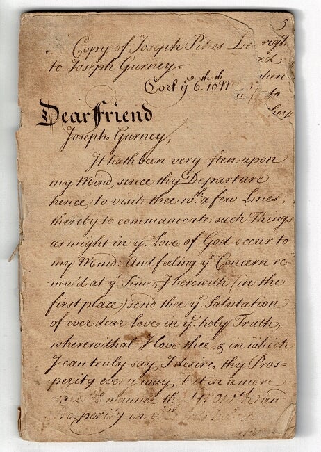 Item #54987 A contemporary copy of Joseph Pike's letter to Joseph Gurney. Joseph Pike.