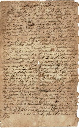 Item #55162 Manuscript petition to General Assembly in Newport against "Exorbatent interest" John...