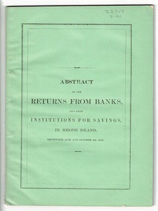Item #55194 Abstract exhibiting the condition of the banks of Rhode Island, on Tuesday, the 13th...