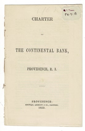 Item #55240 Charter of the Continental Bank, Providence, R. I