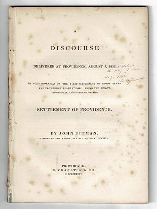 Item #55253 A discourse delivered at Providence, August 5, 1836, in commemoration of the first...
