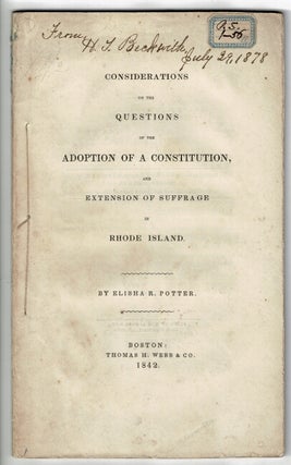 Item #55265 Considerations on the questions of the adoption of a constitution, and extension of...
