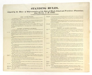 Item #55307 Standing Rules, adopted by the House of Representatives of the State of Rhode-Island...