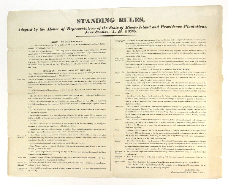 Item #55307 Standing Rules, adopted by the House of Representatives of the State of Rhode-Island ... June Session, A.D. 1828