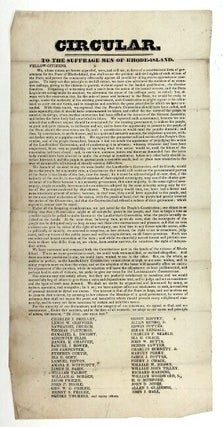Item #55326 Circular. To the suffrage men of Rhode Island. Fellow citizens