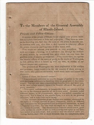 Item #55350 To members of the General Assembly of Rhode-Island. Friends and fellow-citizens......