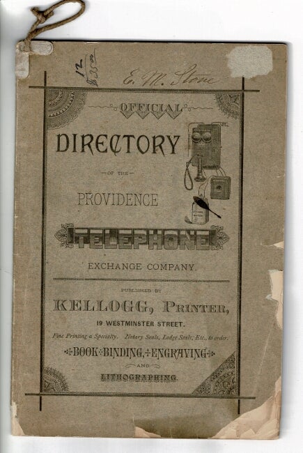 Item #55373 Official directory of the Providence Telephone Exchange Company. Providence Telephone Exchange Company.