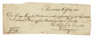 Item #55376 Rhodes & Smith Woollen Factory. Printed receipt, signed by Dorrance. Tully Dorrance