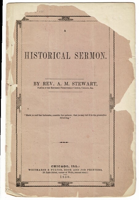 Item #55457 A historical sermon. A. M. Stewart, Rev.
