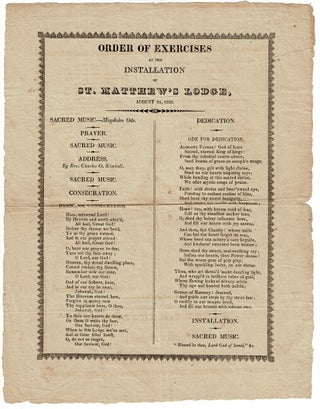 Item #55460 Order of exercises at the installation of St. Matthew's Lodge, August 21, 1823