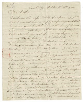 Item #55576 One and one-half page autograph letter signed, in ink, to Daniel Weston, Duxbury. H....