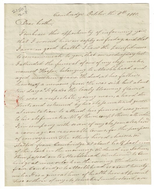 Item #55576 One and one-half page autograph letter signed, in ink, to Daniel Weston, Duxbury. H. Weston.