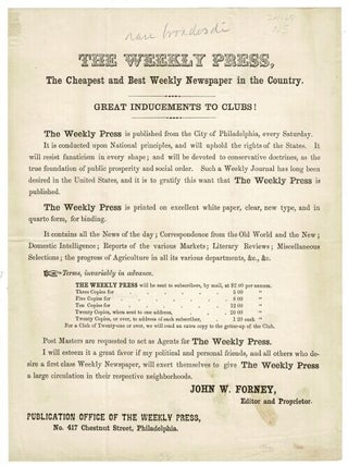 Item #55615 The Weekly Press, the cheapest and best weekly newspaper in the country. Great...
