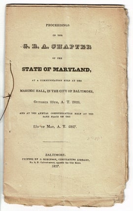 Item #55643 Proceedings of the G. R. A. Chapter of the State of Maryland, at a communication held...