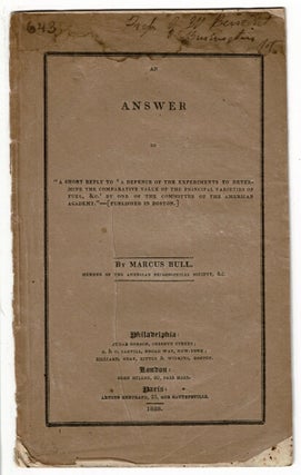 Item #55746 An answer to "A Short reply to 'A Defence of the experiments to determine the...