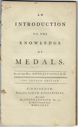 Item #55815 An introduction to the knowledge of medals. David Jennings