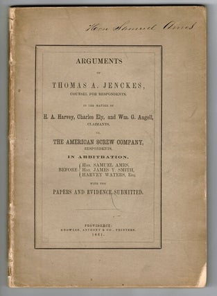 Item #55922 Arguments of Thomas A. Jenckes, counsel for respondents in the matter of H. A....